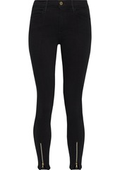 Frame Woman Le High Skinny Zip-detailed Mid-rise Skinny Jeans Black