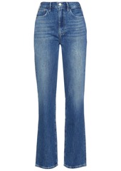 Frame Woman High-rise Straight-leg Jeans Mid Denim