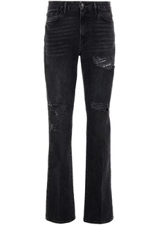 Frame Woman Le Mini Boot Distressed High-rise Bootcut Jeans Black