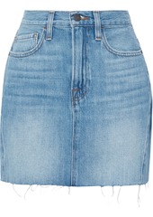 Frame Woman Le Mini Frayed Denim Mini Skirt Mid Denim
