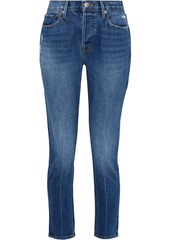 Frame Woman Le Original Cropped Distressed Mid-rise Slim-leg Jeans Mid Denim