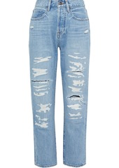 Frame Woman Le Original Cropped Distressed Boyfriend Jeans Light Denim