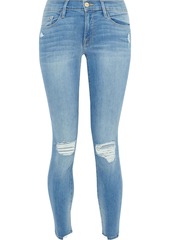 Frame Woman Le Skinny De Jeanne Crop Faded Mid-rise Skinny Jeans Light Blue