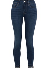 Frame Woman Le Skinny De Jeanne Frayed Low-rise Skinny Jeans Dark Denim