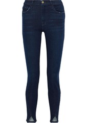 Frame Woman Le Skinny De Jeanne Slit-front Mid-rise Skinny Jeans Dark Denim