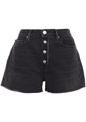 Frame Woman Le Vintage Frayed Denim Shorts Black
