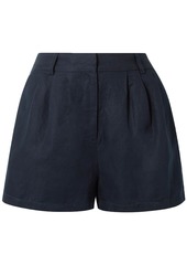 Frame Woman Pleated Canvas Shorts Midnight Blue