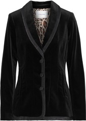 Frame Woman Satin-trimmed Cotton-blend Velvet Jacket Black