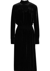 Frame Woman Shirred Velvet Dress Black