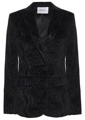 Frame Woman Snake-print Cotton-blend Velvet Blazer Black