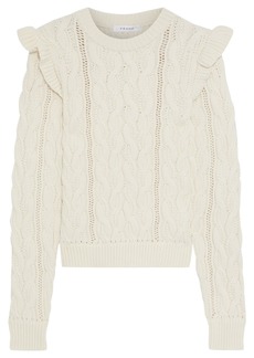 Frame Woman Sofia Ruffled Cable-knit Cotton-blend Sweater Ivory
