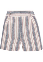 Frame Woman Striped Linen Shorts Slate Blue