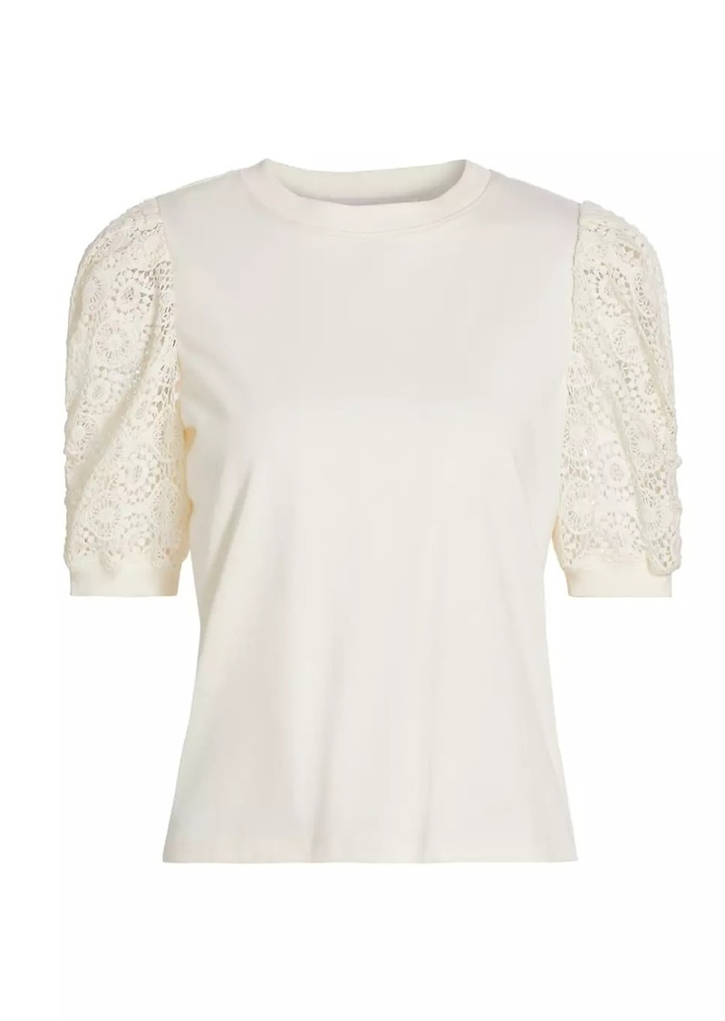 FRAME Frankie Lace-Sleeve T-Shirt