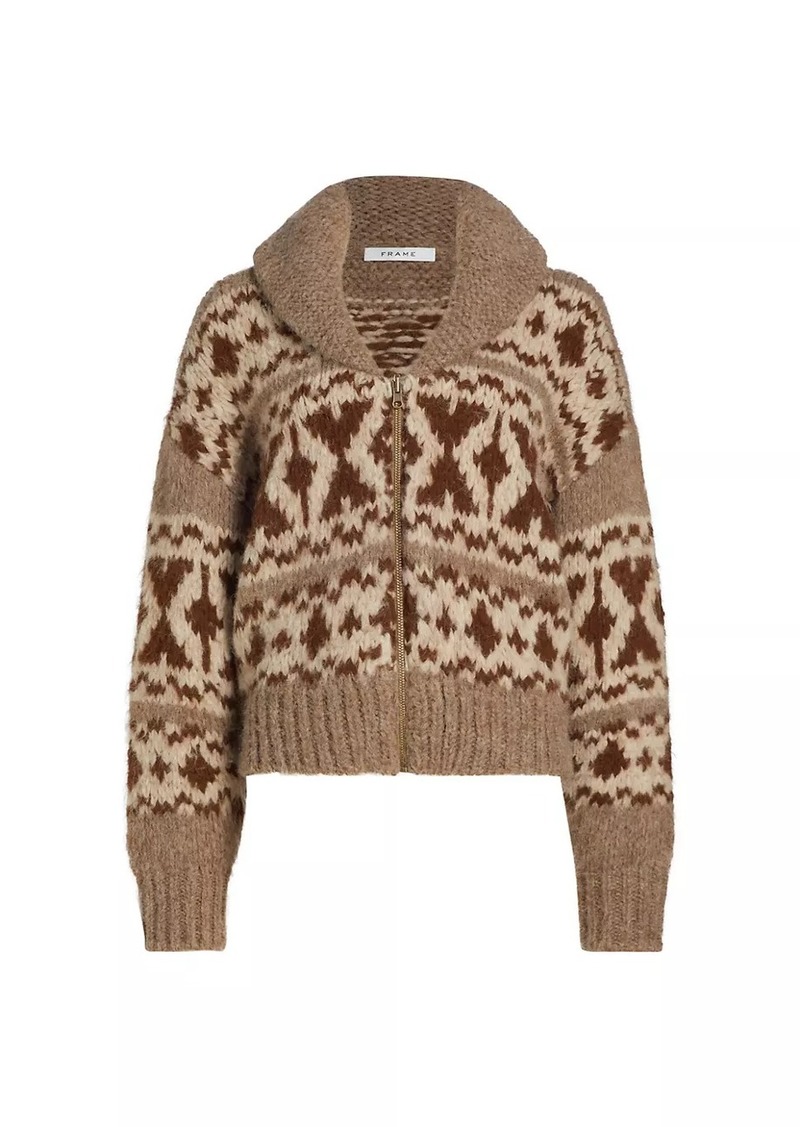 FRAME Fair Isle Zip-Up Sweater