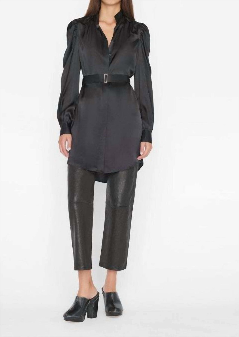 FRAME Gillian Long Sleeve Mini Dress In Noir