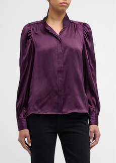 FRAME Gillian Long-Sleeve Silk Top