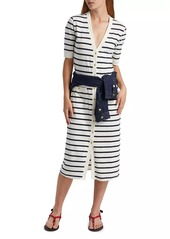 FRAME Henley Striped Cotton Midi-Dress