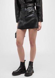 FRAME High N Tight Recycled Leather Mini Skirt