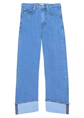 FRAME High-Rise Wide-Leg Rolled Jeans