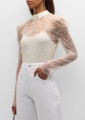 FRAME Lace Mock-Neck Blouse