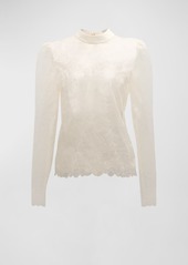 FRAME Lace Mock-Neck Blouse