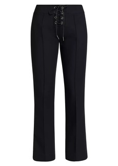FRAME Lace-Up Cotton-Blend Trousers