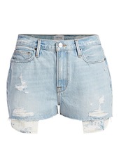 FRAME Le Beau High-Rise Peeking Pocket Denim Shorts