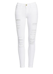 FRAME Le Color Mid-Rise Skinny Distressed Jeans