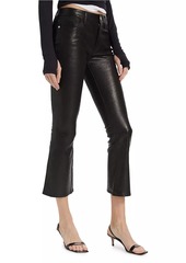 FRAME Le Crop Leather Mini Boot-Cut Pants