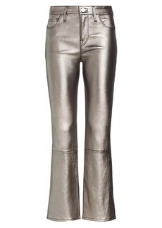 FRAME Le Crop Mini Boot Metallic Leather Trousers