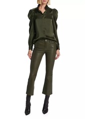 FRAME Le Crop Mini Leather Boot-Cut Pants