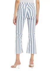 FRAME Le Crop Striped High-Rise Cropped Boot-Cut Jeans