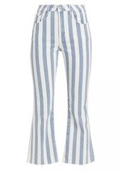 FRAME Le Crop Striped High-Rise Cropped Boot-Cut Jeans