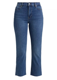 FRAME Le High Straight Raw Fray Mid-Rise Stretch Crop Jeans