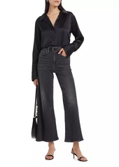 FRAME Le Palazzo High-Rise Cropped Wide-Leg Flare Jeans