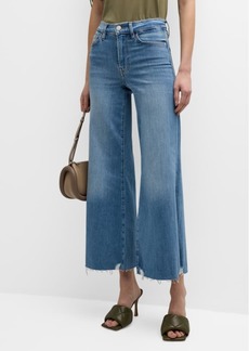 FRAME Le Palazzo Wide-Leg Raw-Hem Cropped Jeans 