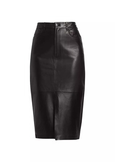 FRAME Leather Pencil Skirt