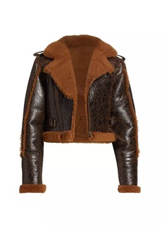 FRAME Leather Shearling Moto Jacket