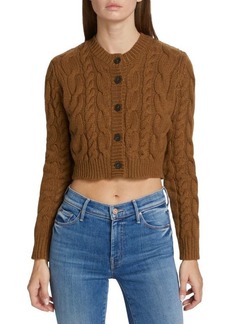 FRAME Merino Wool Cable Knit Cropped Cardigan