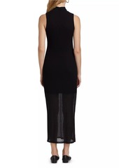 FRAME Mesh Mockneck Sleeveless Maxi-Dress