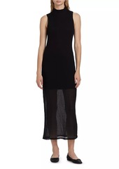 FRAME Mesh Mockneck Sleeveless Maxi-Dress