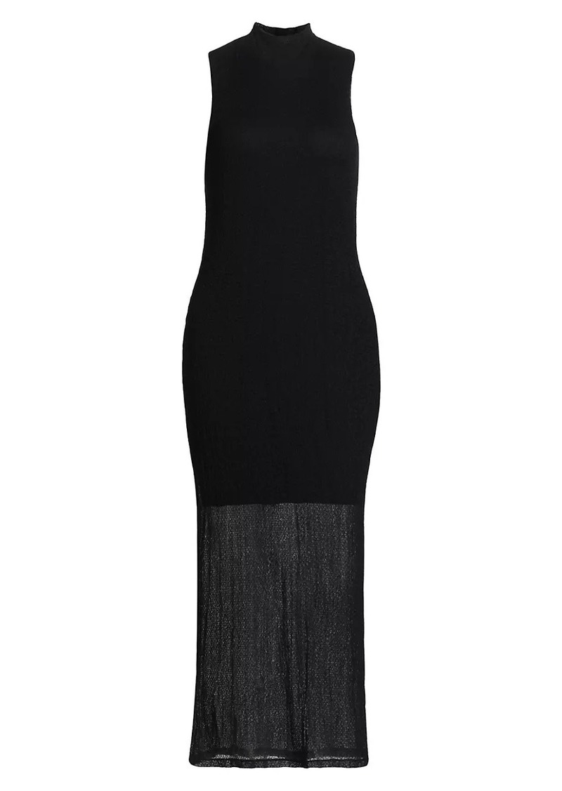 FRAME Mesh Mockneck Sleeveless Maxi-Dress