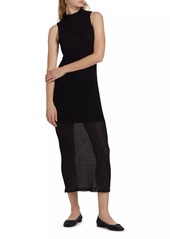 FRAME Mesh Mockneck Sleeveless Maxi-Dress