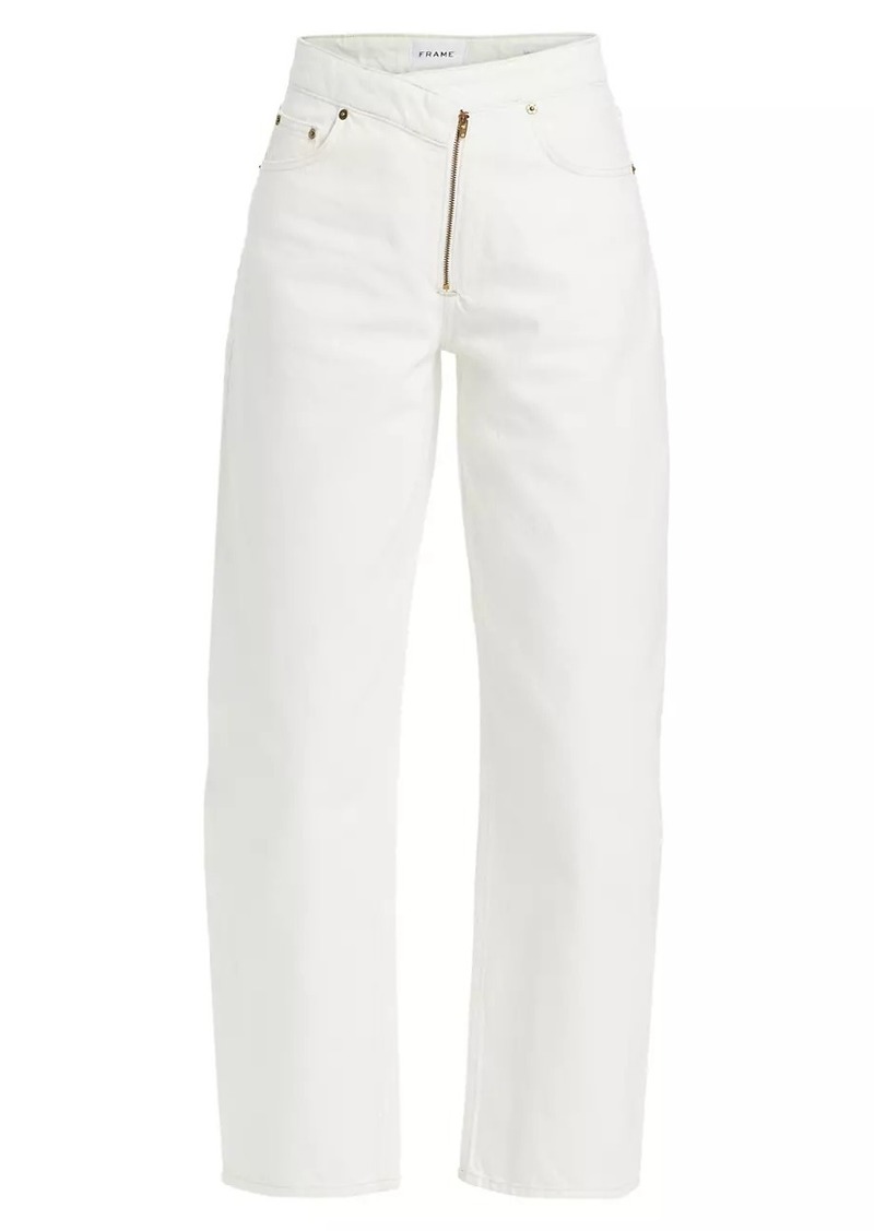 FRAME Mid-Rise Angled Zip Barrel Jeans