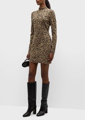 FRAME Mock-Neck Jacquard Mini Sweater Dress