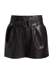 FRAME Paperbag Belted Leather Shorts