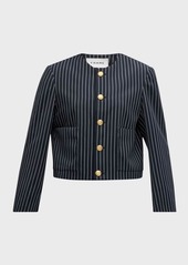 FRAME Pinstripe Button-Front Jacket