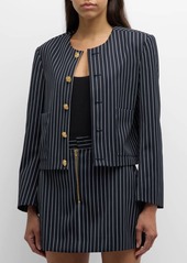 FRAME Pinstripe Button-Front Jacket