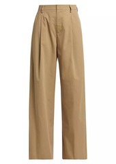 FRAME Pleated Cotton Wide-Leg Pants