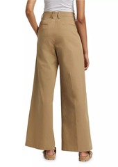 FRAME Pleated Cotton Wide-Leg Pants